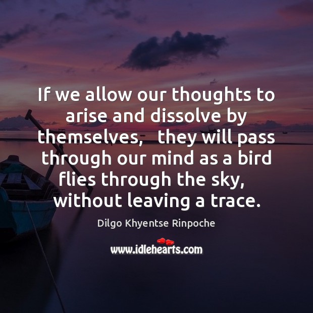 If we allow our thoughts to arise and dissolve by themselves,   they Dilgo Khyentse Rinpoche Picture Quote