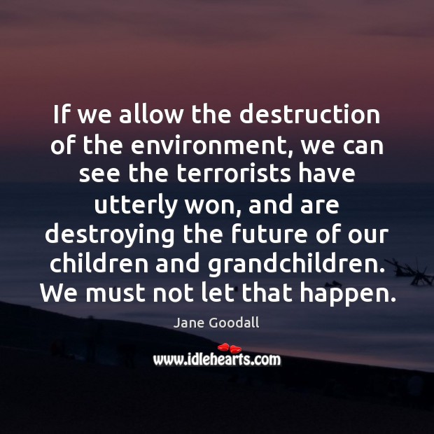 If we allow the destruction of the environment, we can see the Jane Goodall Picture Quote