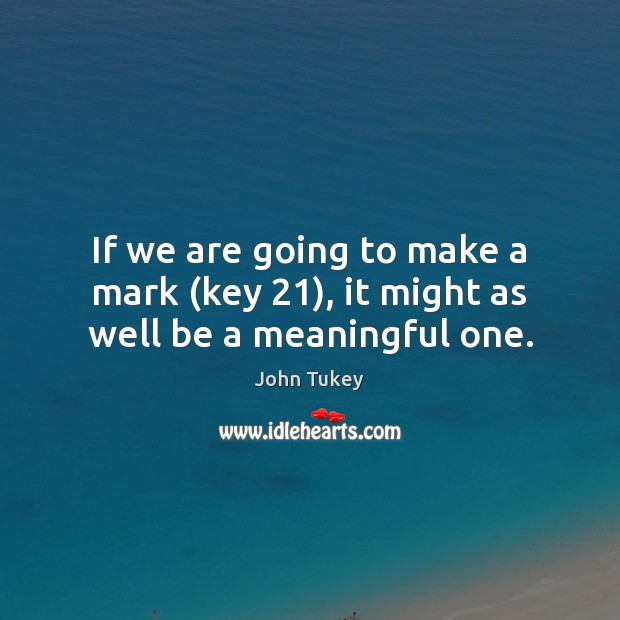 If we are going to make a mark (key 21), it might as well be a meaningful one. John Tukey Picture Quote