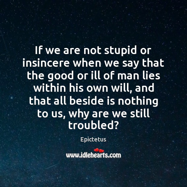 If we are not stupid or insincere when we say that the Epictetus Picture Quote