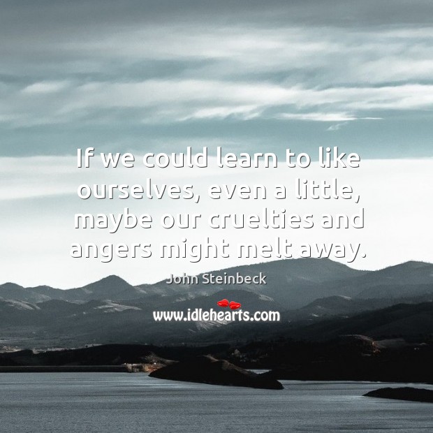 If we could learn to like ourselves, even a little, maybe our cruelties and angers might melt away. Image