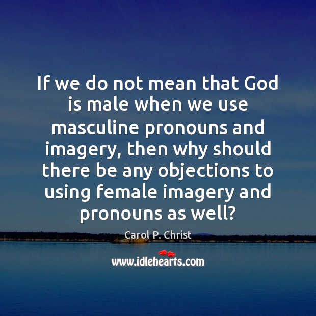 If we do not mean that God is male when we use Carol P. Christ Picture Quote