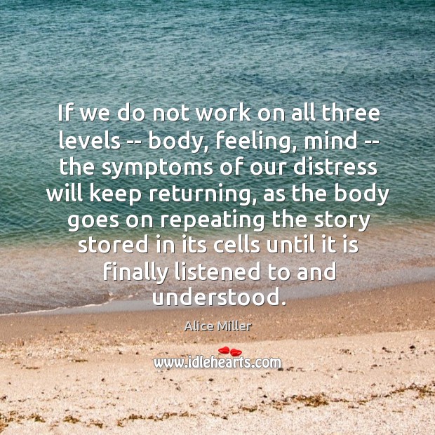 If we do not work on all three levels — body, feeling, Image