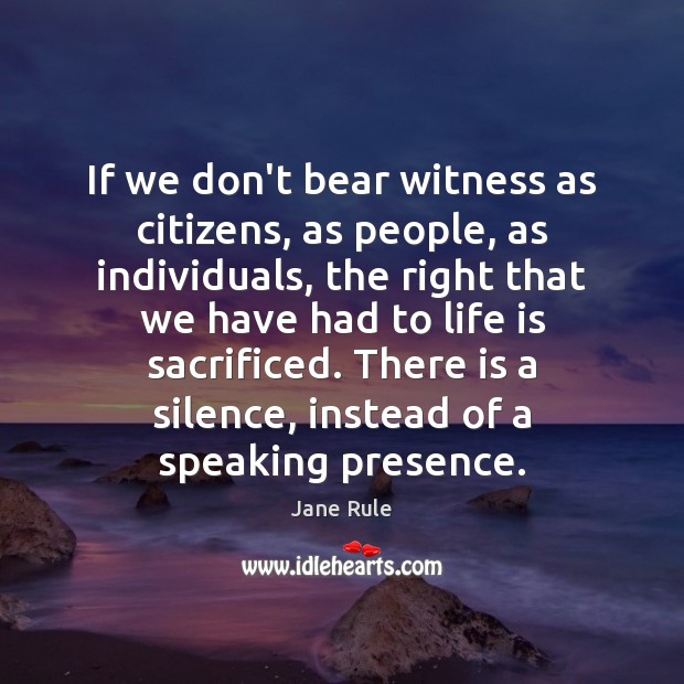 If we don’t bear witness as citizens, as people, as individuals, the Image