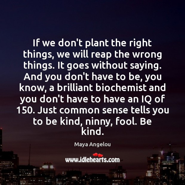 If we don’t plant the right things, we will reap the wrong Maya Angelou Picture Quote