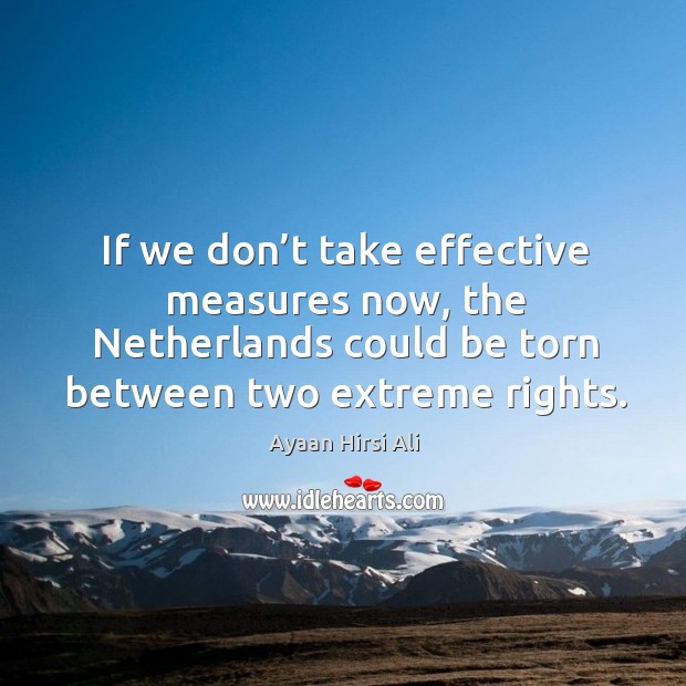 If we don’t take effective measures now, the netherlands could be torn between two extreme rights. Ayaan Hirsi Ali Picture Quote