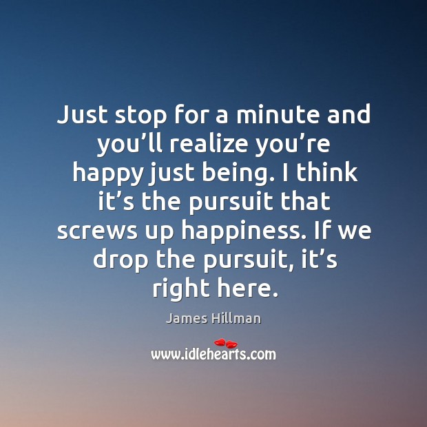 If we drop the pursuit, it’s right here. James Hillman Picture Quote