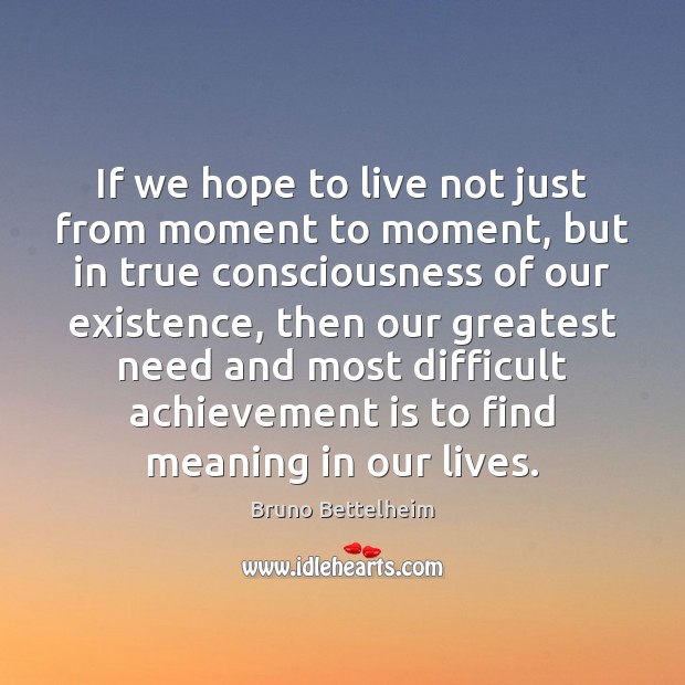If we hope to live not just from moment to moment, but Bruno Bettelheim Picture Quote