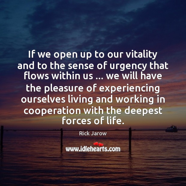 If we open up to our vitality and to the sense of Image