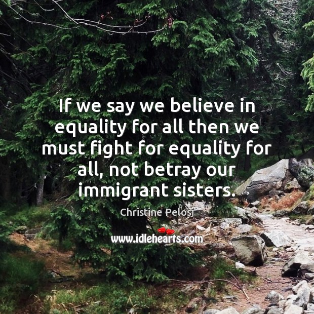If we say we believe in equality for all then we must Christine Pelosi Picture Quote
