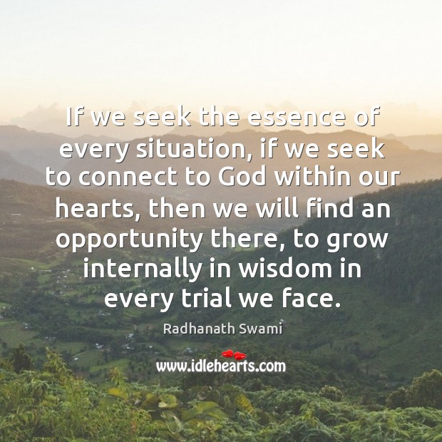 If we seek the essence of every situation, if we seek to Radhanath Swami Picture Quote
