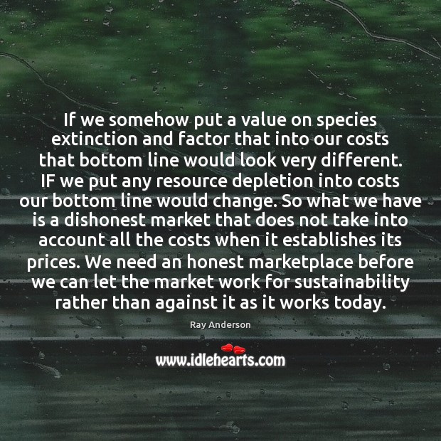 If we somehow put a value on species extinction and factor that Ray Anderson Picture Quote