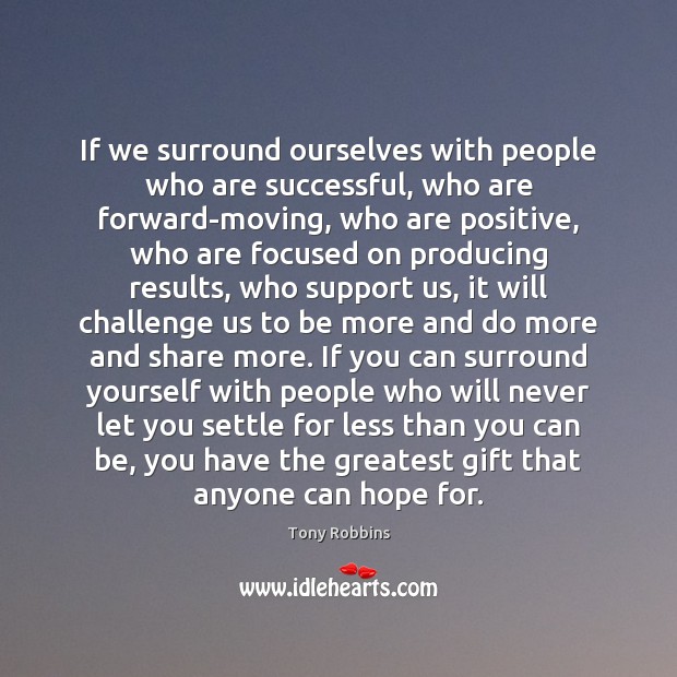 If we surround ourselves with people who are successful, who are forward-moving, Tony Robbins Picture Quote