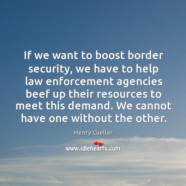 If we want to boost border security, we have to help law Henry Cuellar Picture Quote
