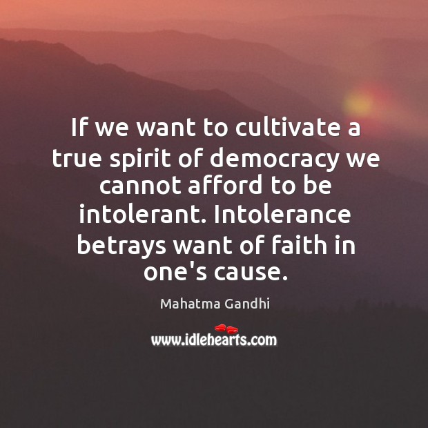 If we want to cultivate a true spirit of democracy we cannot Image