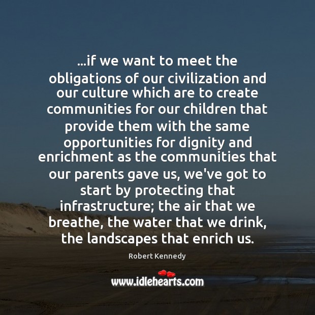 …if we want to meet the obligations of our civilization and our Image