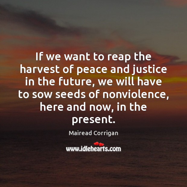 If we want to reap the harvest of peace and justice in Mairead Corrigan Picture Quote