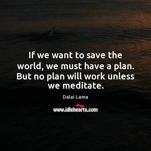 If we want to save the world, we must have a plan. Dalai Lama Picture Quote