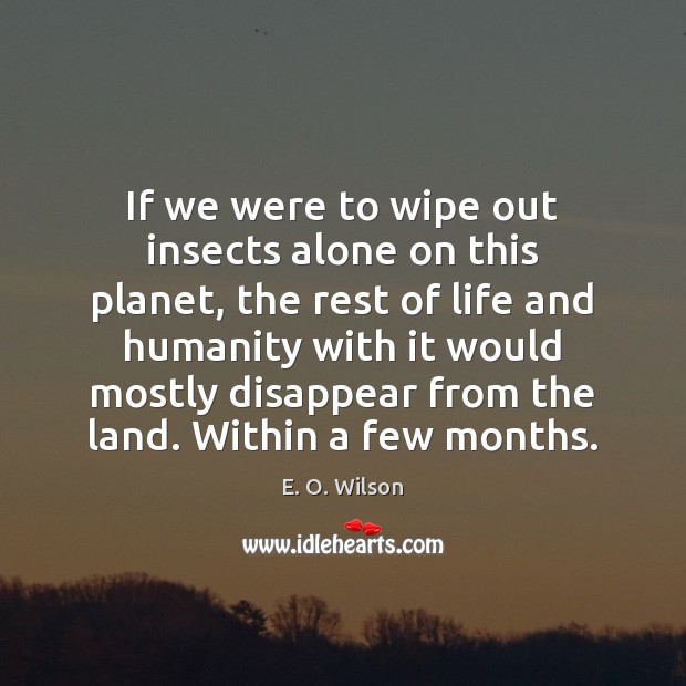 If we were to wipe out insects alone on this planet, the Humanity Quotes Image