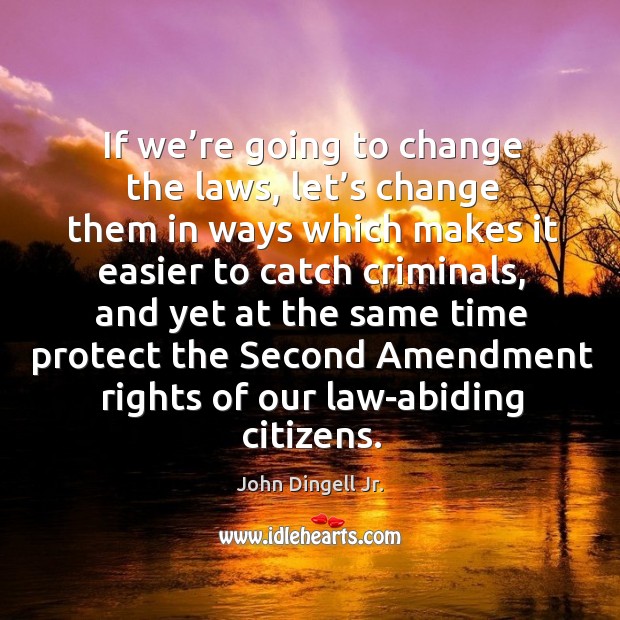 If we’re going to change the laws, let’s change them in ways which makes it easier to catch John Dingell Jr. Picture Quote