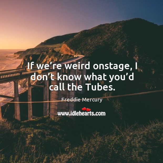 If we’re weird onstage, I don’t know what you’d call the tubes. Freddie Mercury Picture Quote