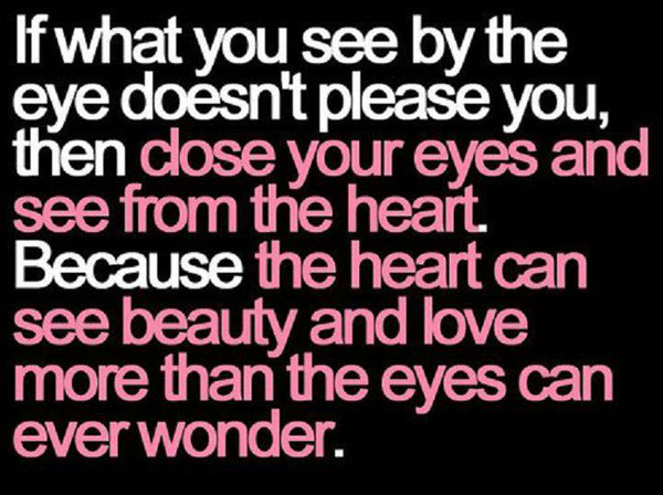 Close your eyes and see from heart Picture Quotes Image
