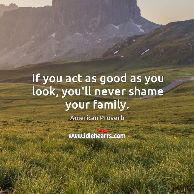 If you act as good as you look, you’ll never shame your family. American Proverbs Image