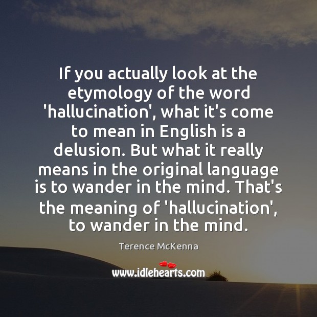 If you actually look at the etymology of the word ‘hallucination’, what Terence McKenna Picture Quote
