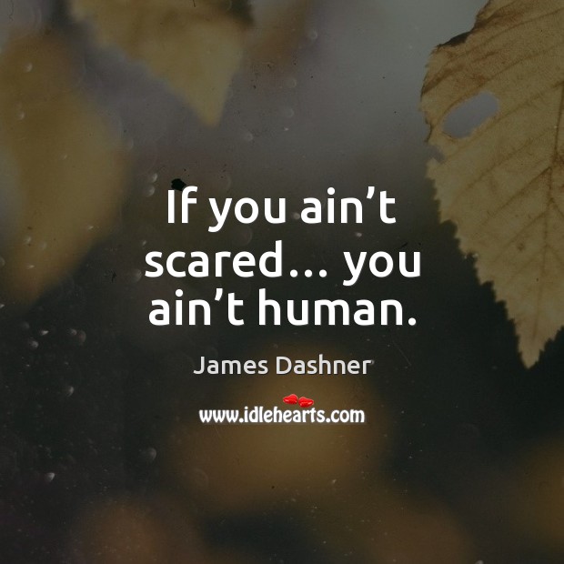 If you ain’t scared… you ain’t human. James Dashner Picture Quote