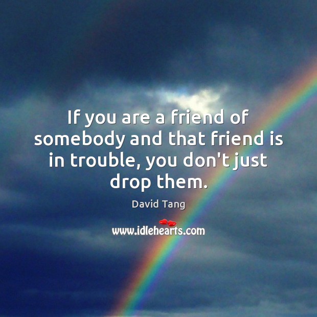 If you are a friend of somebody and that friend is in trouble, you don’t just drop them. David Tang Picture Quote