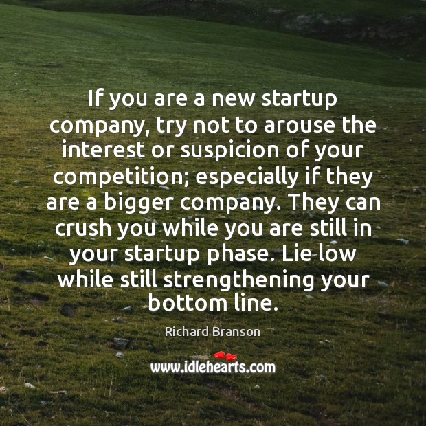 If you are a new startup company, try not to arouse the Richard Branson Picture Quote