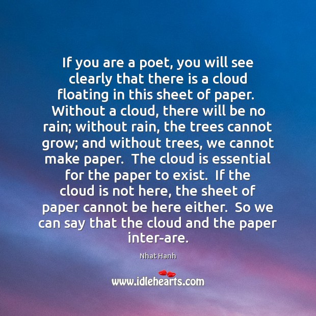 If you are a poet, you will see clearly that there is Nhat Hanh Picture Quote