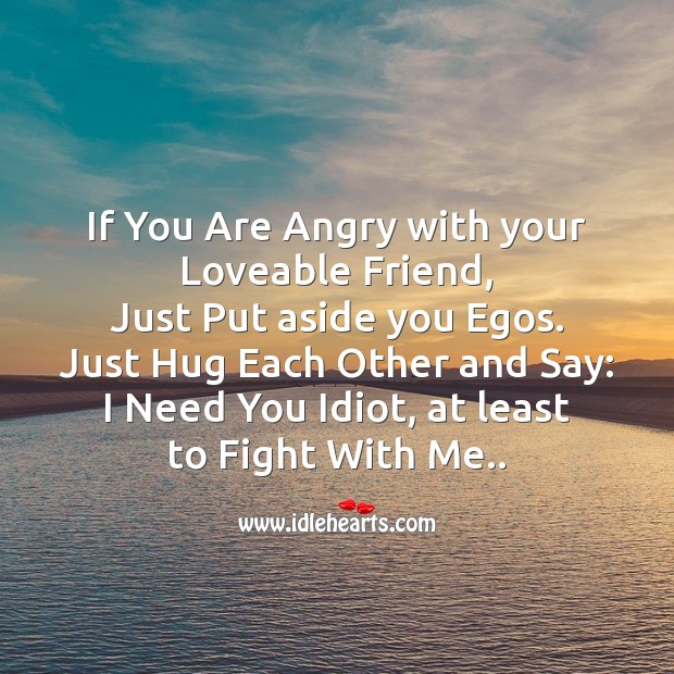If you are angry with your loveable friend Friendship Messages Image