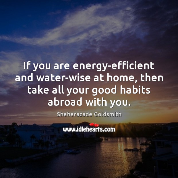If you are energy-efficient and water-wise at home, then take all your Sheherazade Goldsmith Picture Quote