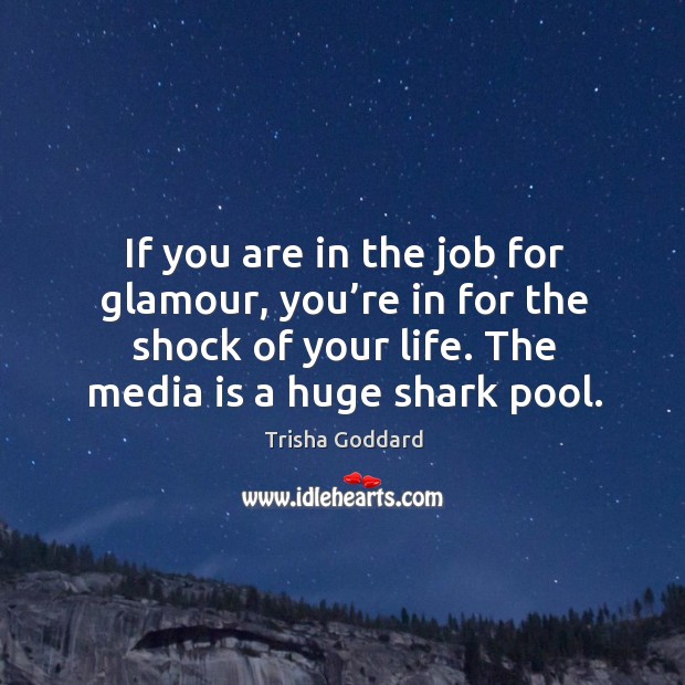 If you are in the job for glamour, you’re in for the shock of your life. The media is a huge shark pool. Image