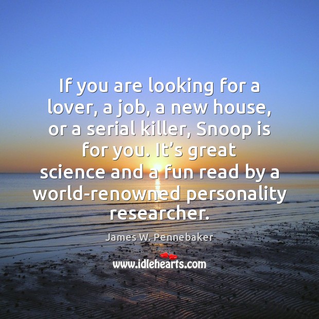 If you are looking for a lover, a job, a new house, James W. Pennebaker Picture Quote