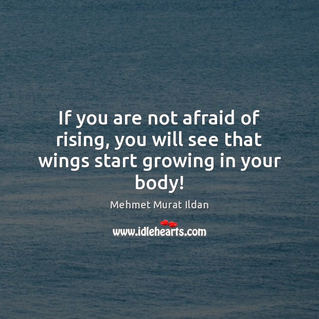 If you are not afraid of rising, you will see that wings start growing in your body! Mehmet Murat Ildan Picture Quote