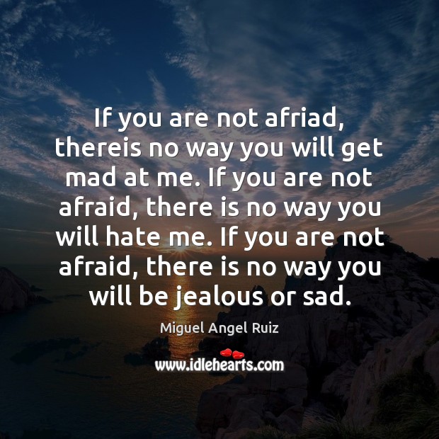 If you are not afriad, thereis no way you will get mad Miguel Angel Ruiz Picture Quote