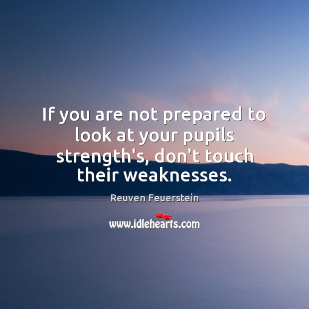If you are not prepared to look at your pupils strength’s, don’t touch their weaknesses. Reuven Feuerstein Picture Quote