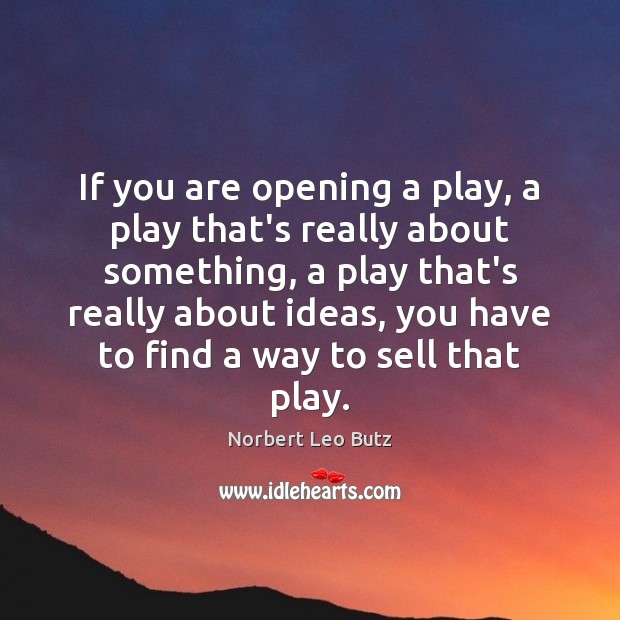 If you are opening a play, a play that’s really about something, Norbert Leo Butz Picture Quote