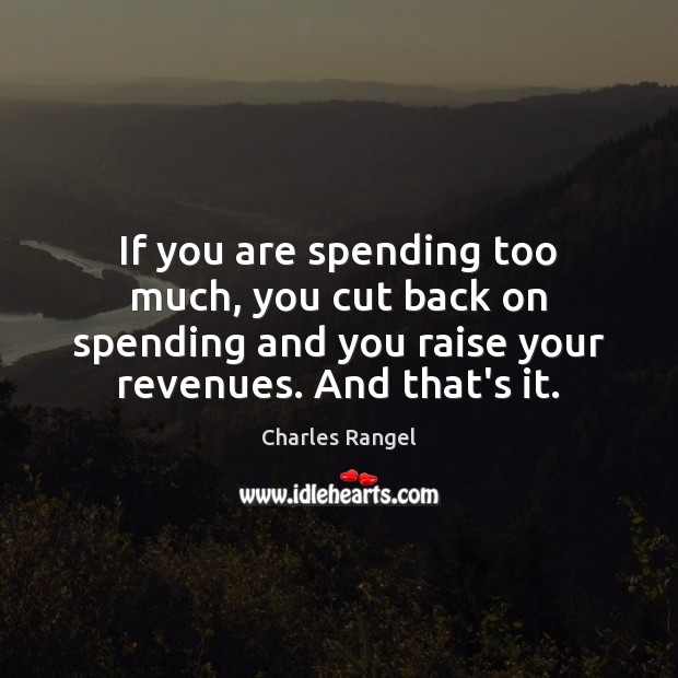If you are spending too much, you cut back on spending and Charles Rangel Picture Quote