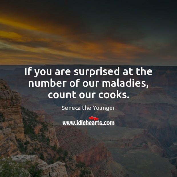 If you are surprised at the number of our maladies, count our cooks. Seneca the Younger Picture Quote
