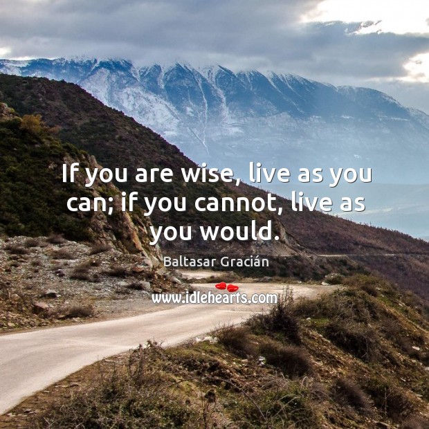 If you are wise, live as you can; if you cannot, live as you would. Image