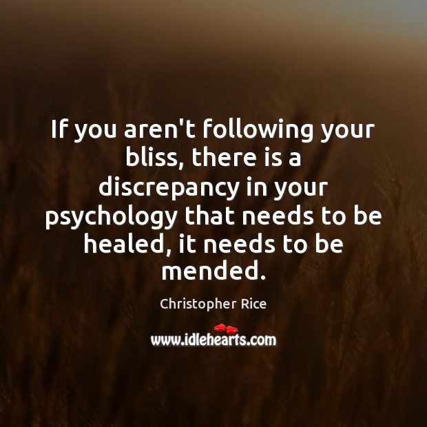 If you aren’t following your bliss, there is a discrepancy in your 