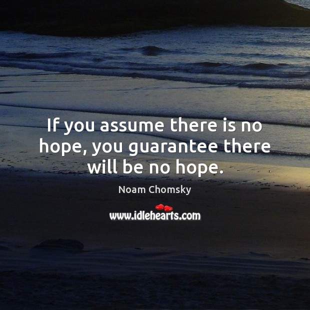 If you assume there is no hope, you guarantee there will be no hope. Noam Chomsky Picture Quote