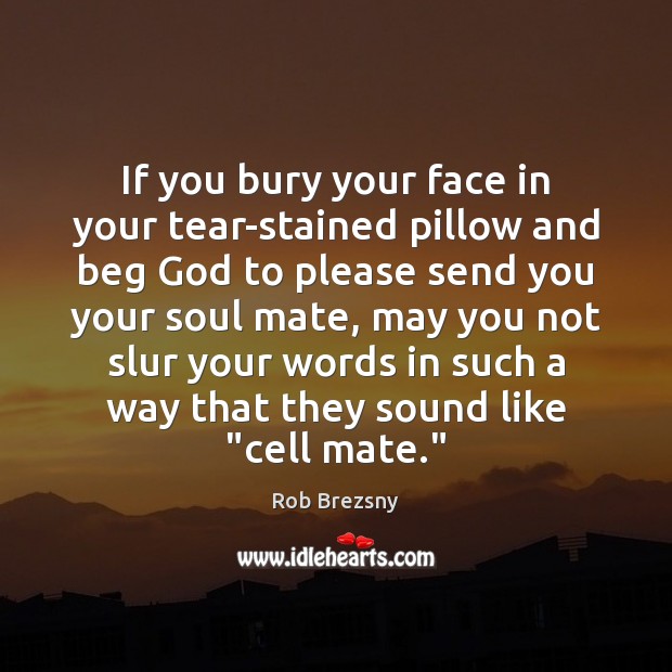 If you bury your face in your tear-stained pillow and beg God Rob Brezsny Picture Quote