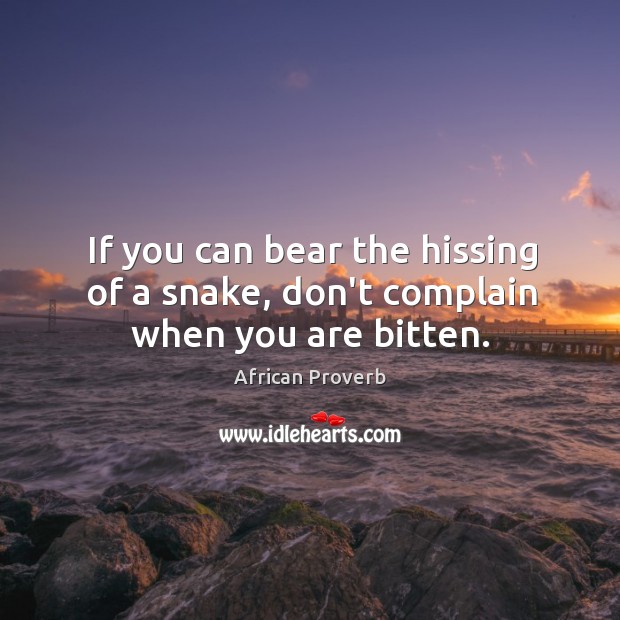 If you can bear the hissing of a snake, don’t complain when you are bitten. Image
