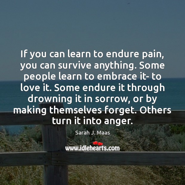 If you can learn to endure pain, you can survive anything. Some Sarah J. Maas Picture Quote