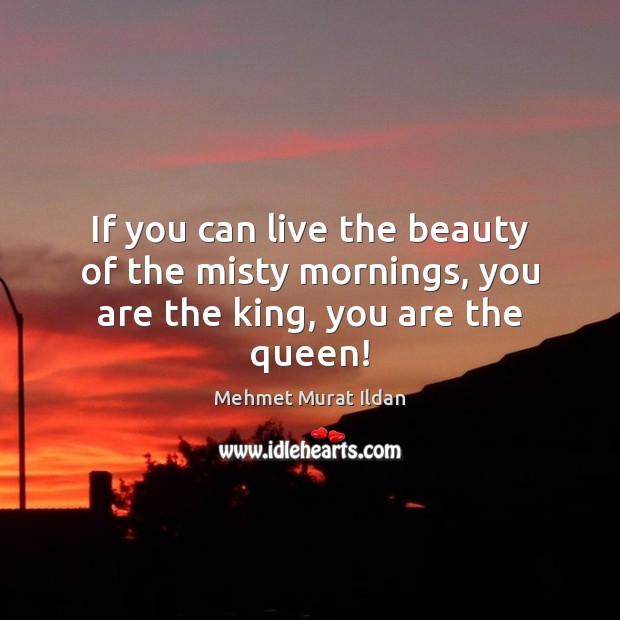 If you can live the beauty of the misty mornings, you are the king, you are the queen! Mehmet Murat Ildan Picture Quote