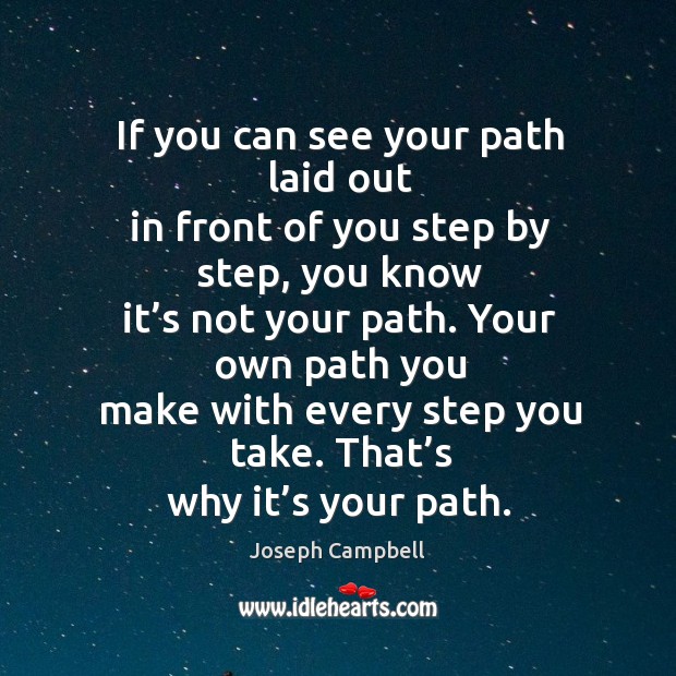 If you can see your path laid out in front of you step by step Image